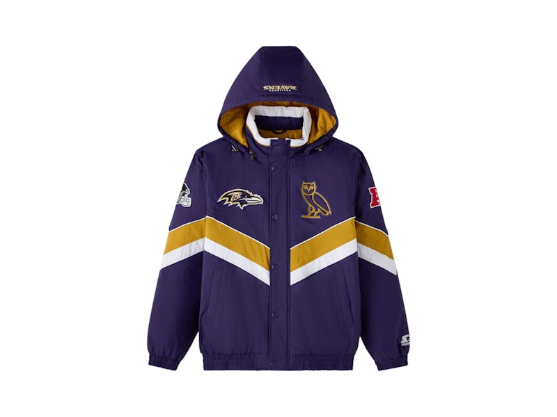 OVO x NFL Baltimore Ravens Starter Sideline Puffer Jacket Purple