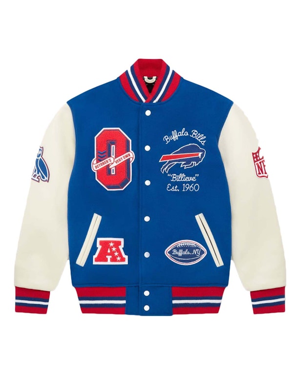 Pre-owned Ovo X Nfl Buffalo Bills Varsity Jacket Blue
