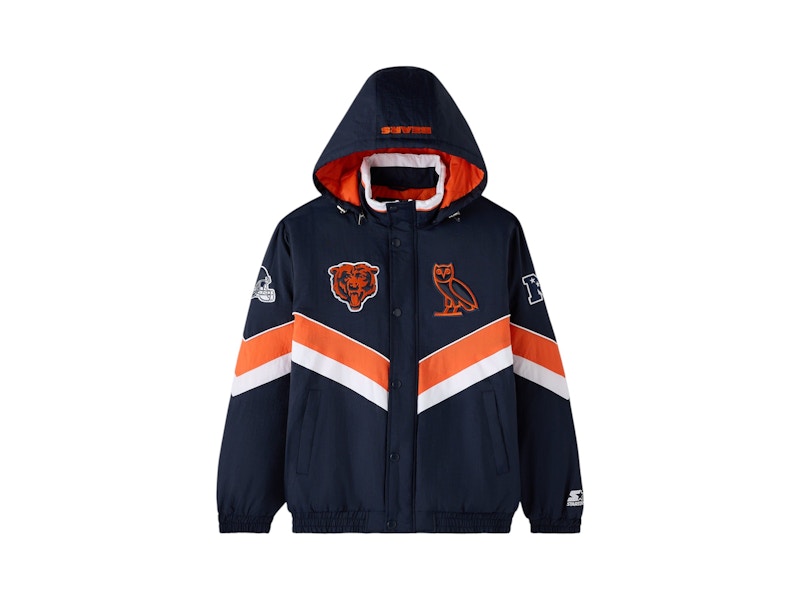 OVO x NFL Chicago Bears Starter Sideline Puffer Jacket Navy Men's