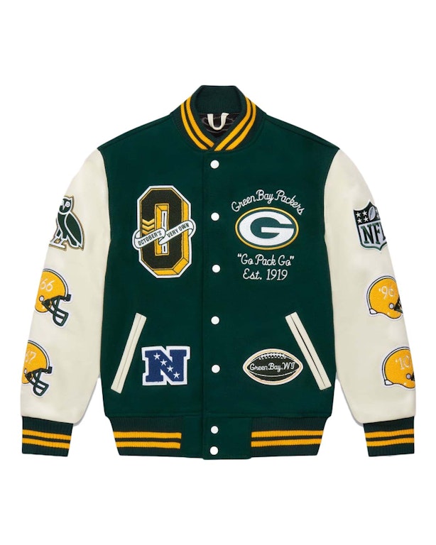 Pre-owned Ovo X Nfl Green Bay Packers Varsity Jacket Green