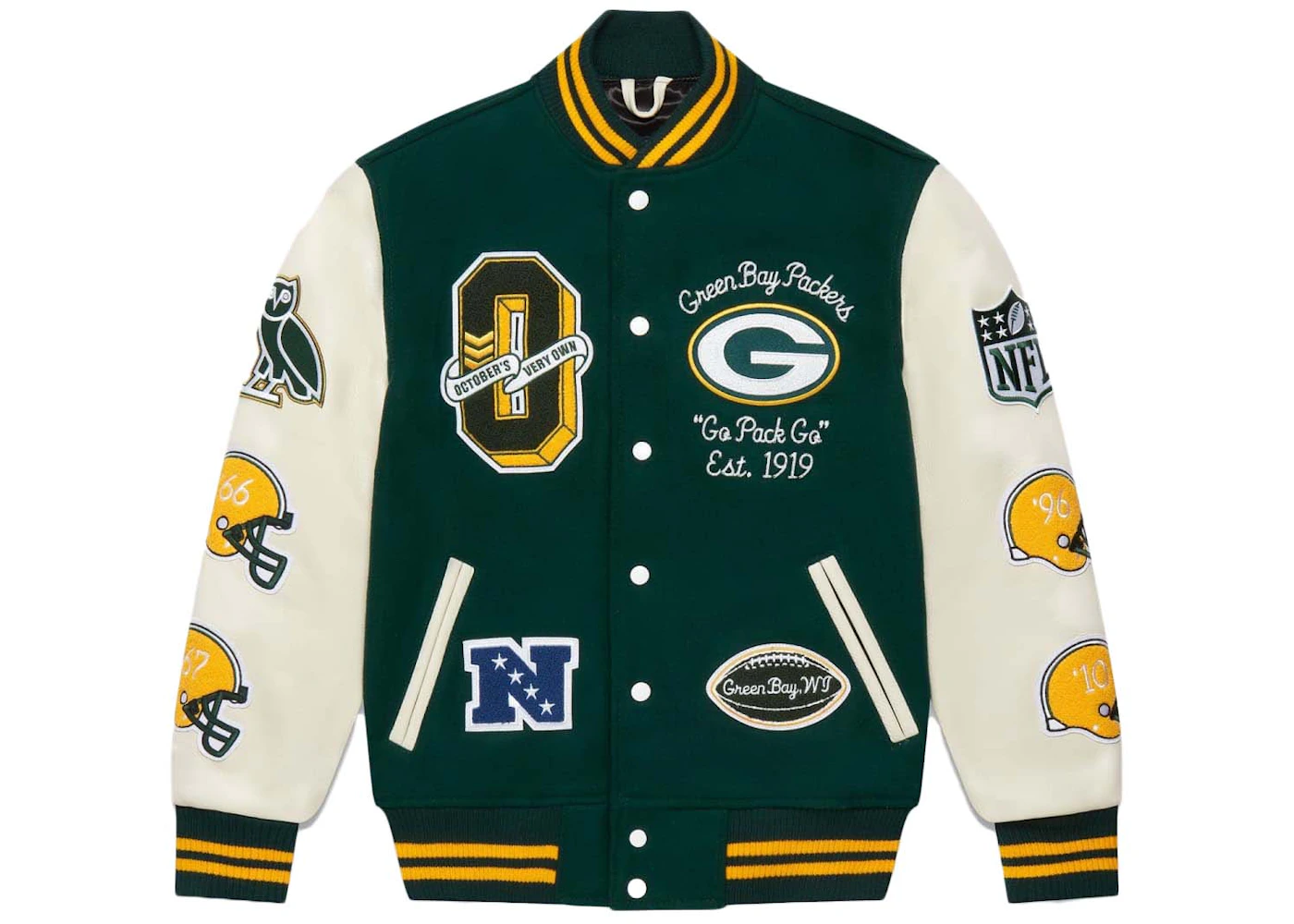 OVO x NFL Green Bay Packers Varsity Jacket Green Men's SS23 US