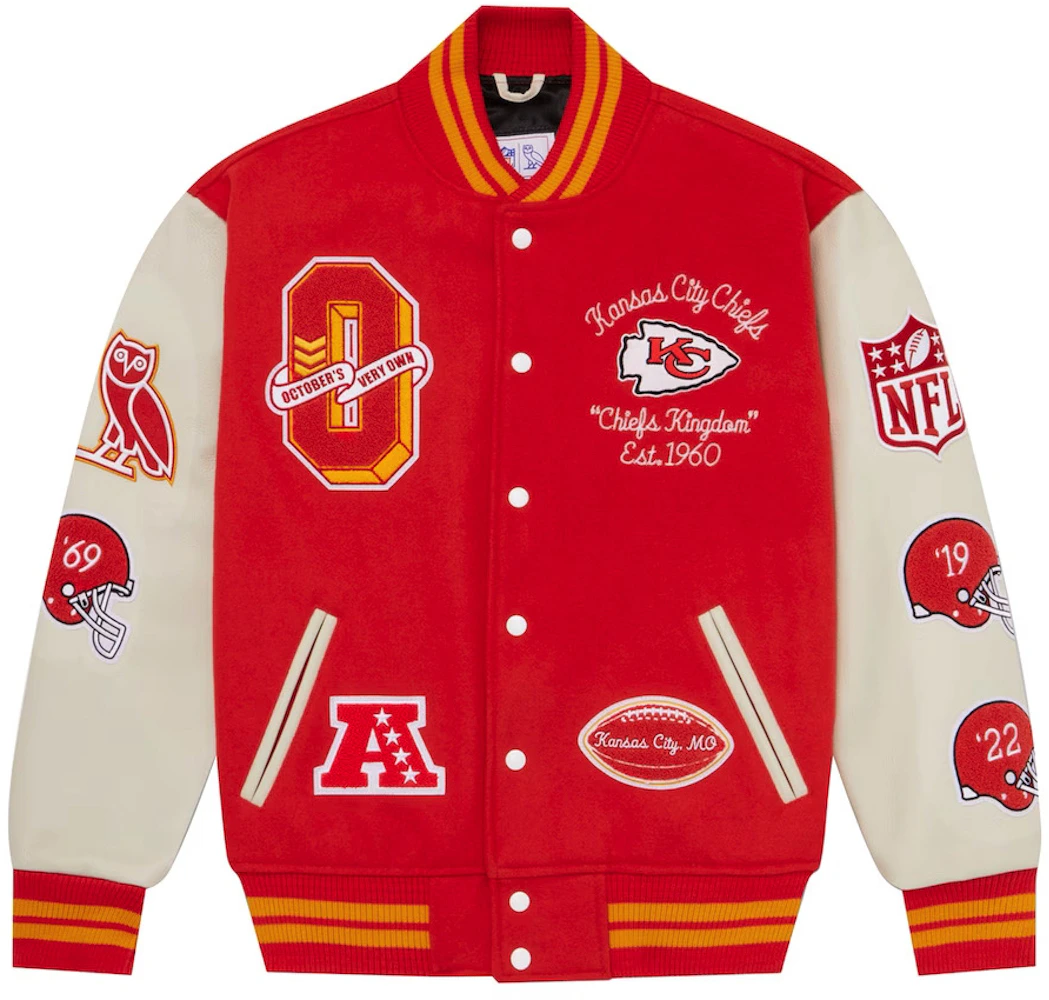 OVO x NFL Kansas City Chiefs Full-Snap Varsity Jacket Red