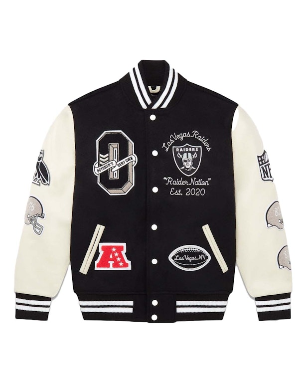 Pre-owned Ovo X Nfl Las Vegas Raiders Varsity Jacket Black