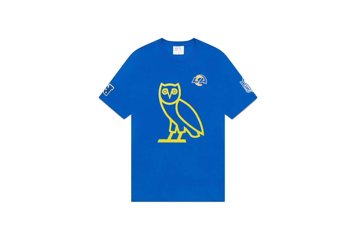 Pre-owned Ovo X Nfl Los Angeles Rams Og Owl T-shirt Blue
