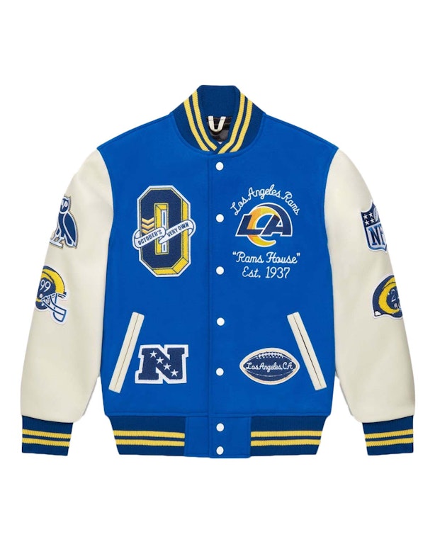 Pre-owned Ovo X Nfl Los Angeles Rams Varsity Jacket Blue