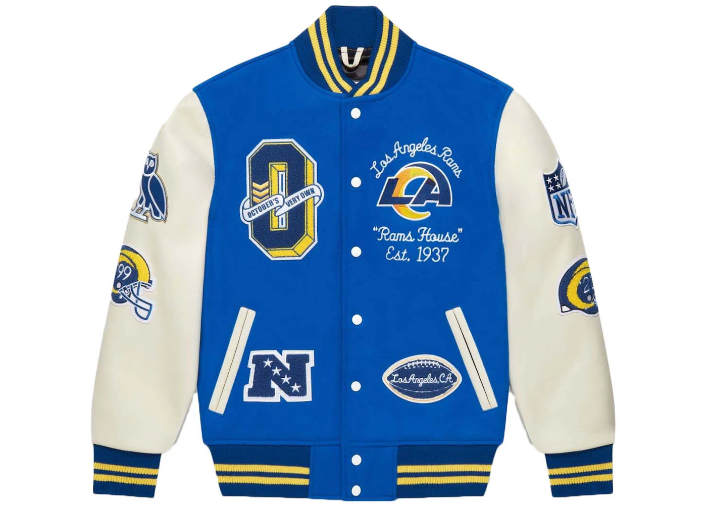 OVO x NFL Los Angeles Rams Varsity Jacket Blue Men's SS23 GB