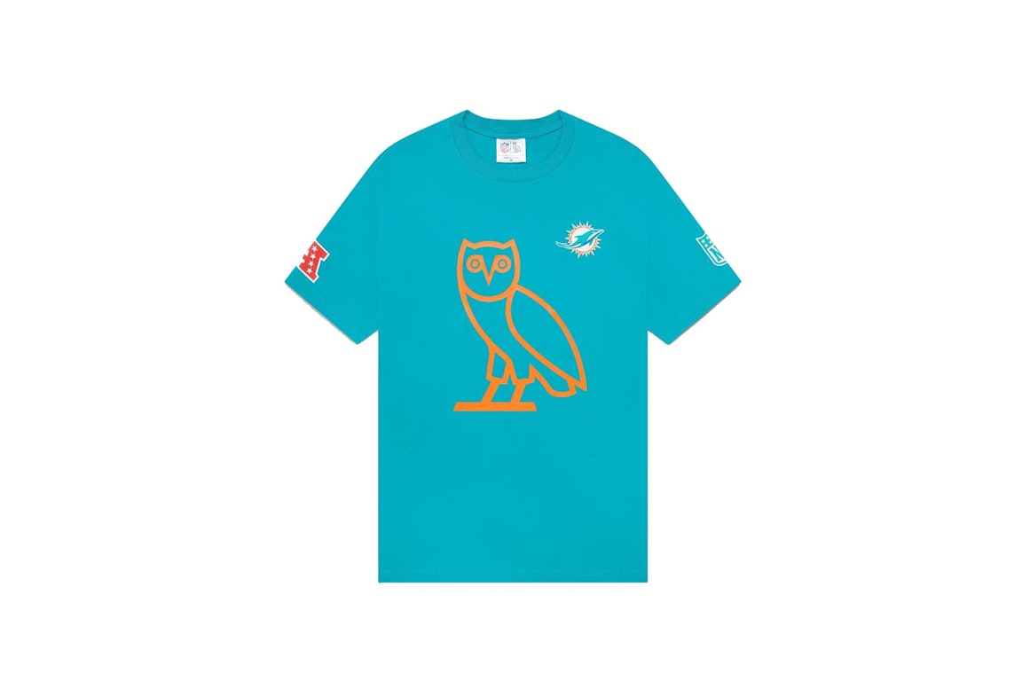 Pre-owned Ovo X Nfl Miami Dolphins Og Owl T-shirt Teal