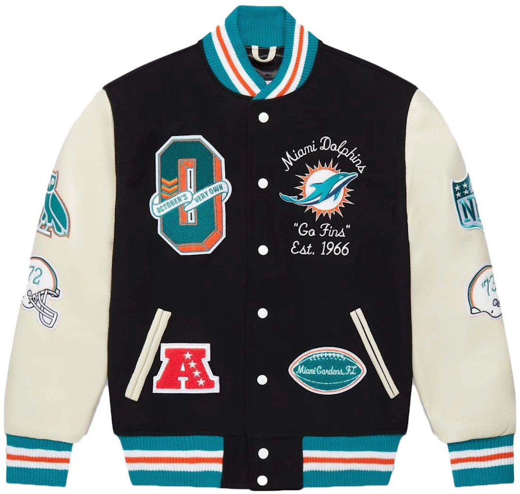OVO x NFL Miami Dolphins Varsity Jacket Black Men's - SS23 - US
