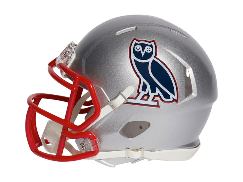 OVO x NFL New England Patriots Riddell Mini Casco Argento