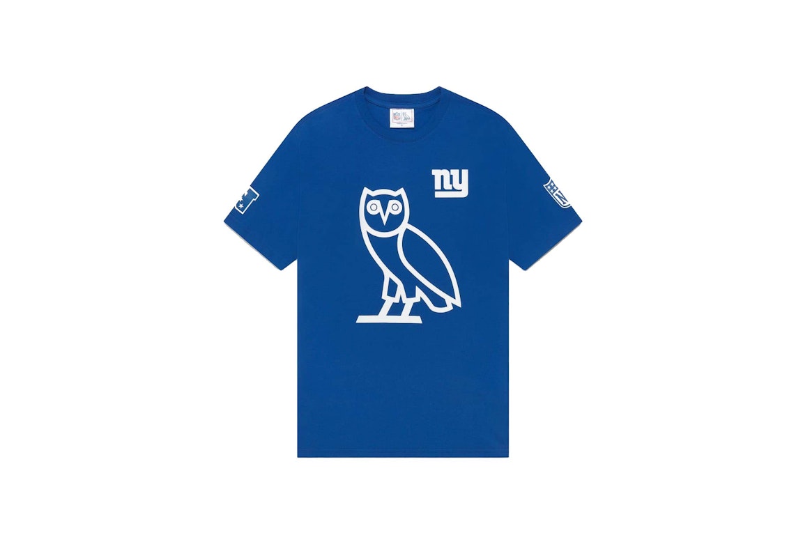 Pre-owned Ovo X Nfl New York Giants Og Owl T-shirt Blue