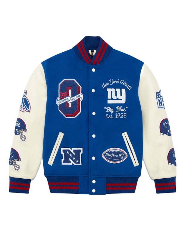 Pre-owned Ovo X Nfl New York Giants Varsity Jacket Blue