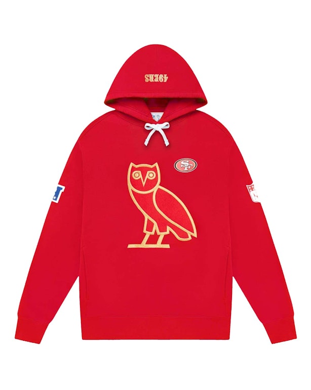 Pre-owned Ovo X Nfl San Francisco 49ers Og Owl Hoodie Red