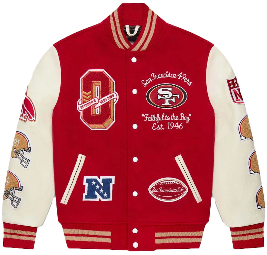 OVO x NFL San Francisco 49rs Varsity Jacket Red - SS23 Men's - US