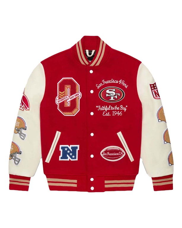 Pre-owned Ovo X Nfl San Francisco 49rs Varsity Jacket Red