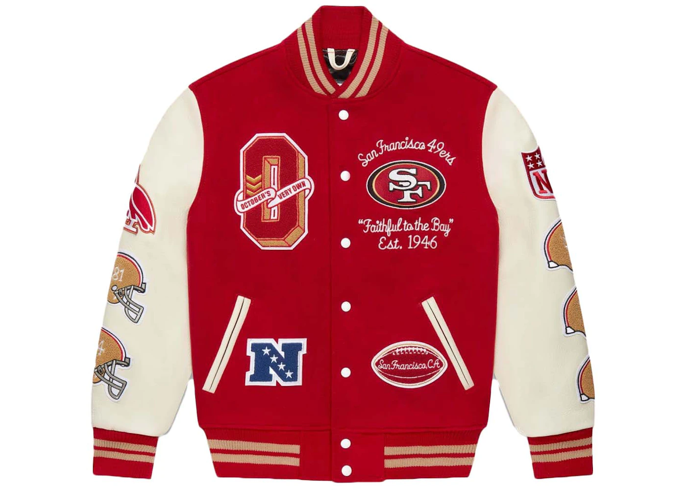 OVO x NFL San Francisco 49rs Varsity Jacket Red Men's SS23 US