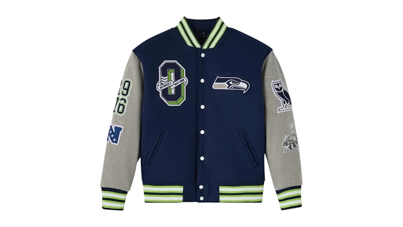 OVO x NFL Seattle Seahawks Wool Varsity Jacket Blue