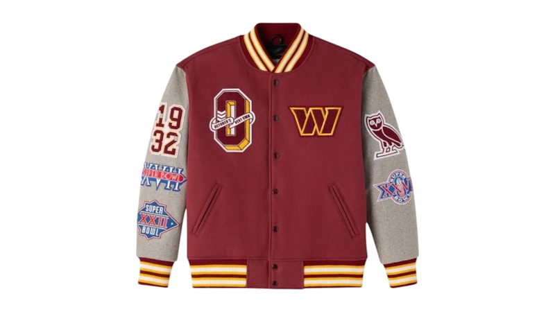 OVO x NFL Washington Commanders Wool Varsity Jacket Red