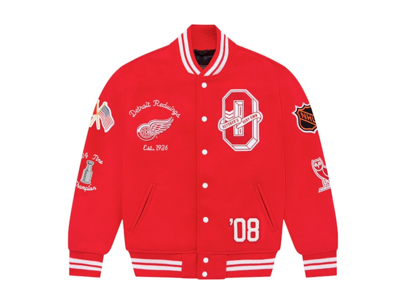 OVO x NHL Detroit Red Wings Varsity Jacket Red Men's FW23 US