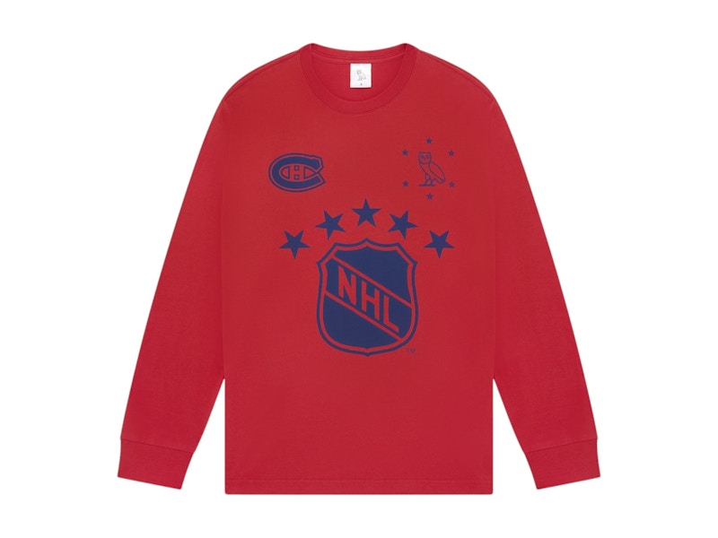 Pre-owned Ovo Men's X Nhl Montreal Canadiens Long Sleeve T-shirt In Red
