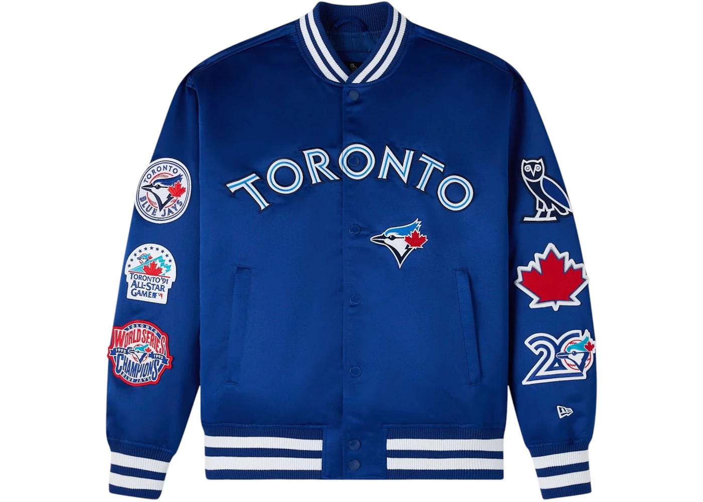 OVO x New Era MLB Toronto Blue Jays Varsity Jacket Blue Men's