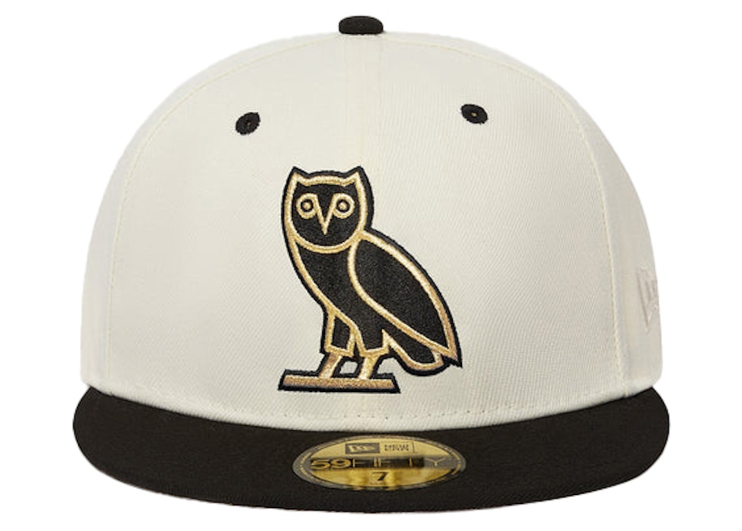 Pre-owned Ovo X New Era Og Owl 59fifty Fitted Hat Cream/black