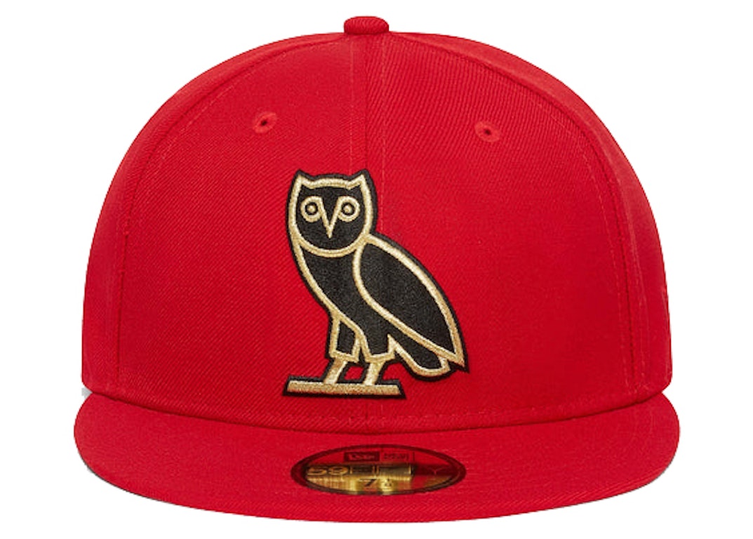Pre-owned Ovo X New Era Og Owl 59fifty Fitted Hat Red