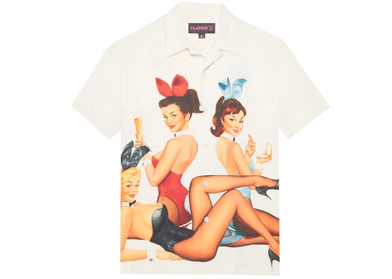 OVO x PLAYBOY Bunny Silk Shirt White Men's - SS22 - US