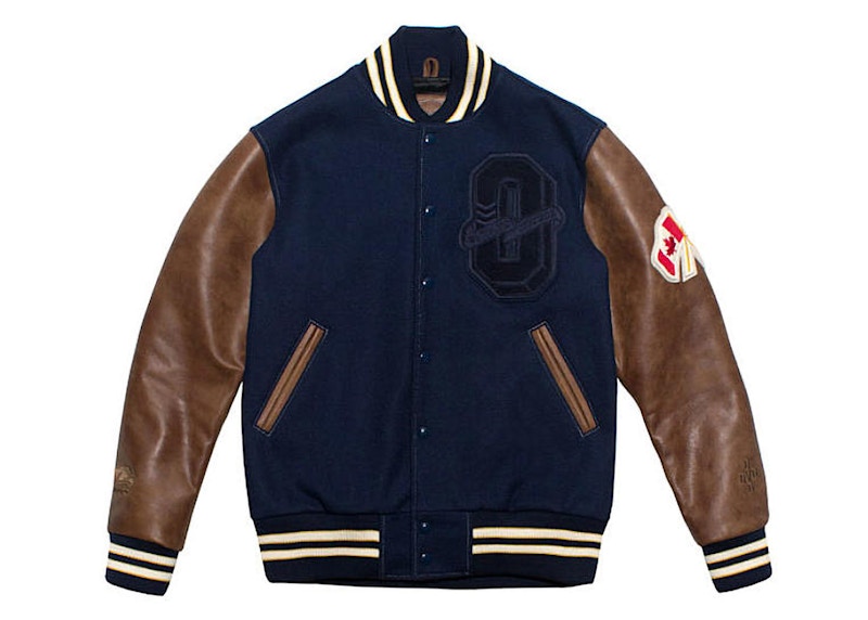 Ovo x roots hot sale leather varsity jacket