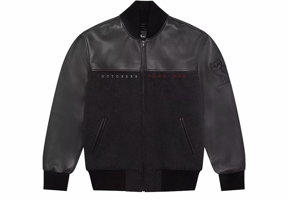 The Weeknd Roots XO Varsity Jacket Bomber Black Wool Jacket with Leather  Sleeves