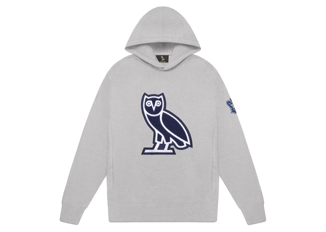 Pre-owned Ovo X Toronto Maple Leafs Chenille Owl Hoodie Heather Grey