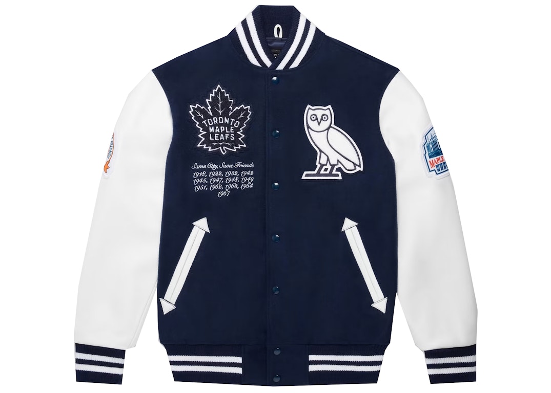 Pre-owned Ovo X Toronto Maple Leafs Varsity Jacket Blue