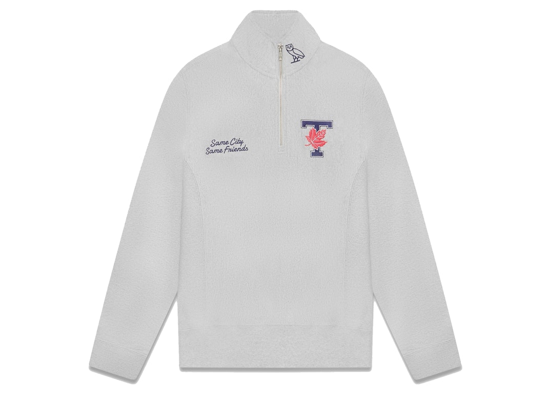 Pre-owned Ovo X University Of Toronto Quarter Zip Sweatshirt Heather Grey
