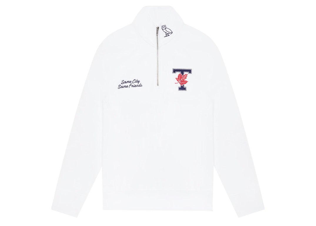 Pre-owned Ovo X University Of Toronto Quarter Zip Sweatshirt White