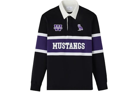 OVO x Western University Mustangs Rugby Polo Black Men's SS25 US