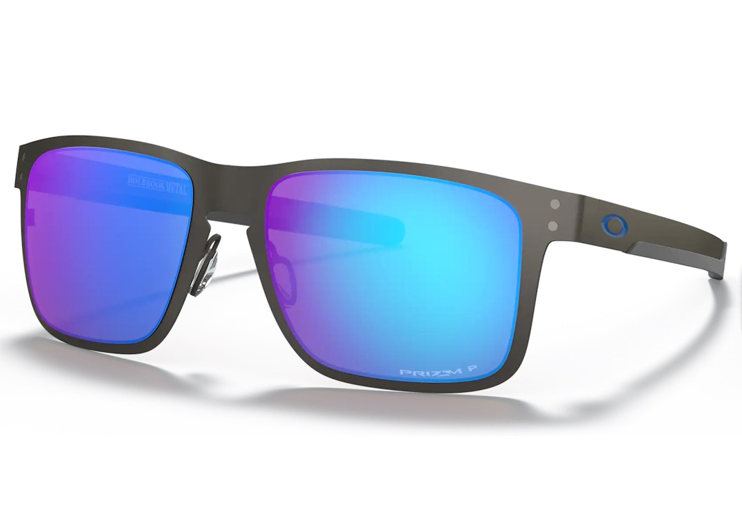 Pre-owned Oakley Holbrook Metal Sunglasses Matte Gunmetal/prizm Sapphire Polarized (oo4123-0755)