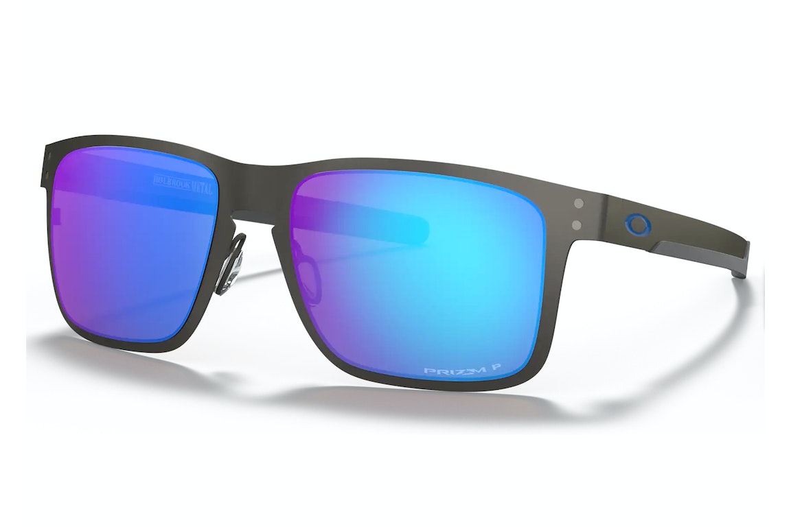 Pre-owned Oakley Holbrook Metal Sunglasses Matte Gunmetal/prizm Sapphire Polarized (oo4123-0755)