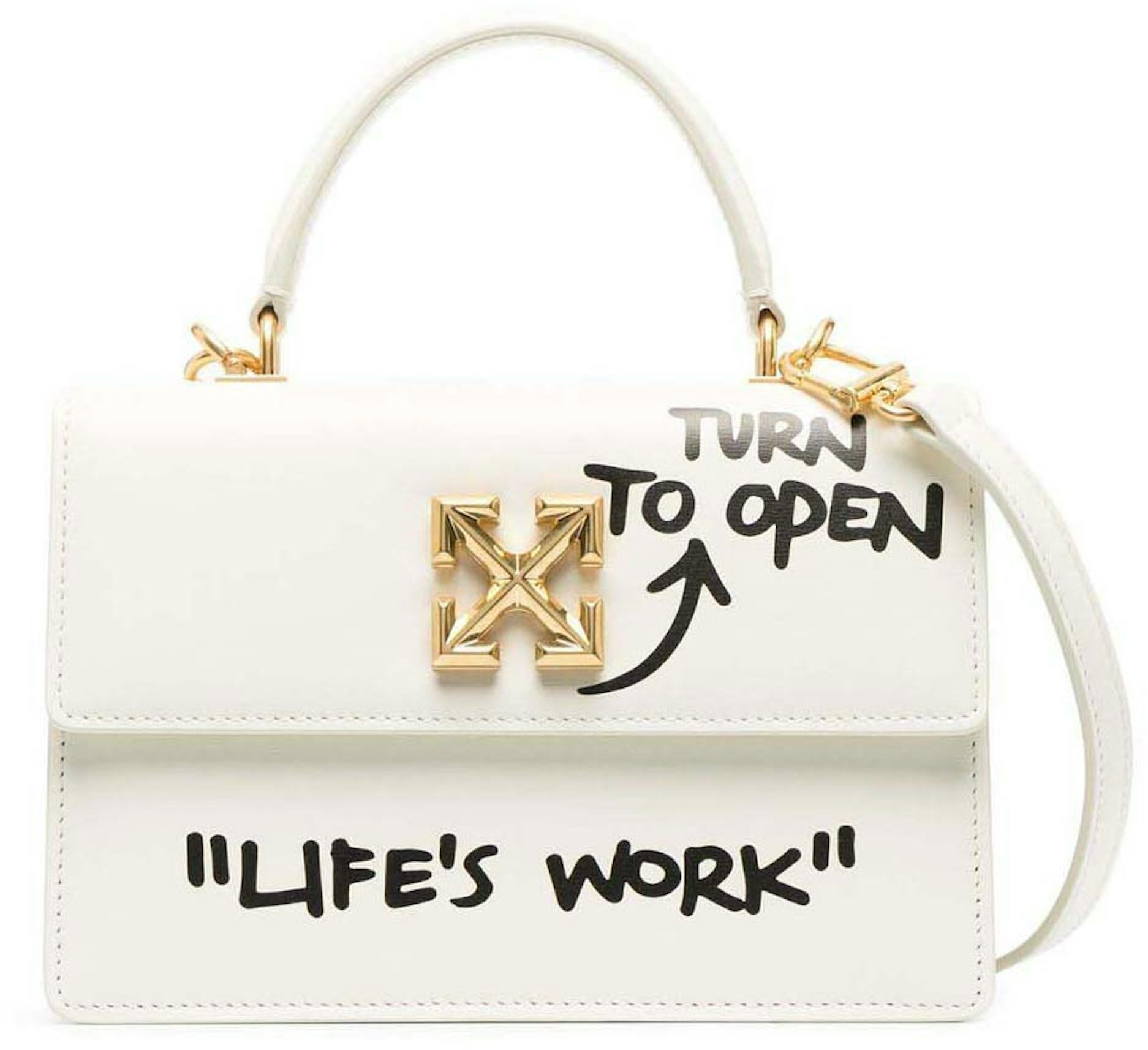 Off-White 1.4 Jitney LIFE'S WORK Bag White in Leather with Gold-tone - US