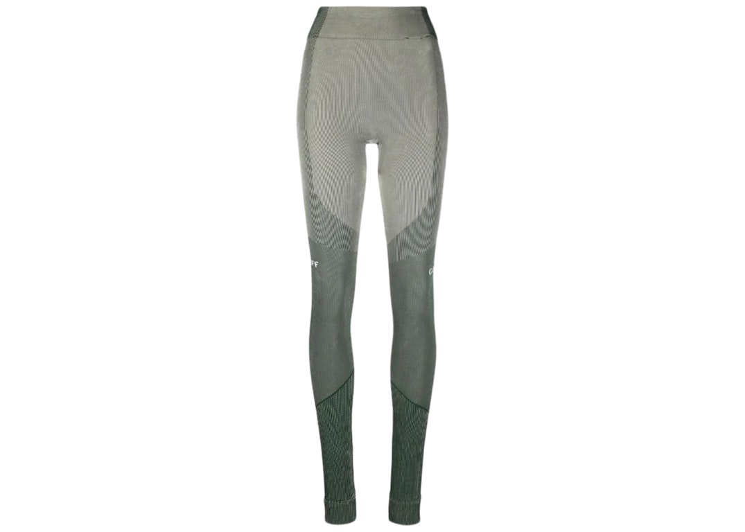 Pre-owned Off-white Athl Shiny Seamless Leggings Green
