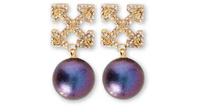 Off-White Arrows Crystal-Embellished Earrings Gold/Cobalt