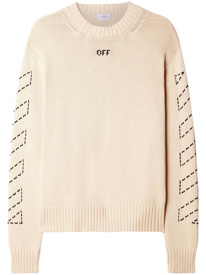 OFF-WHITE Arrows-Embroidery Crew-Neck Jumper Beige Men's - FW23 - US