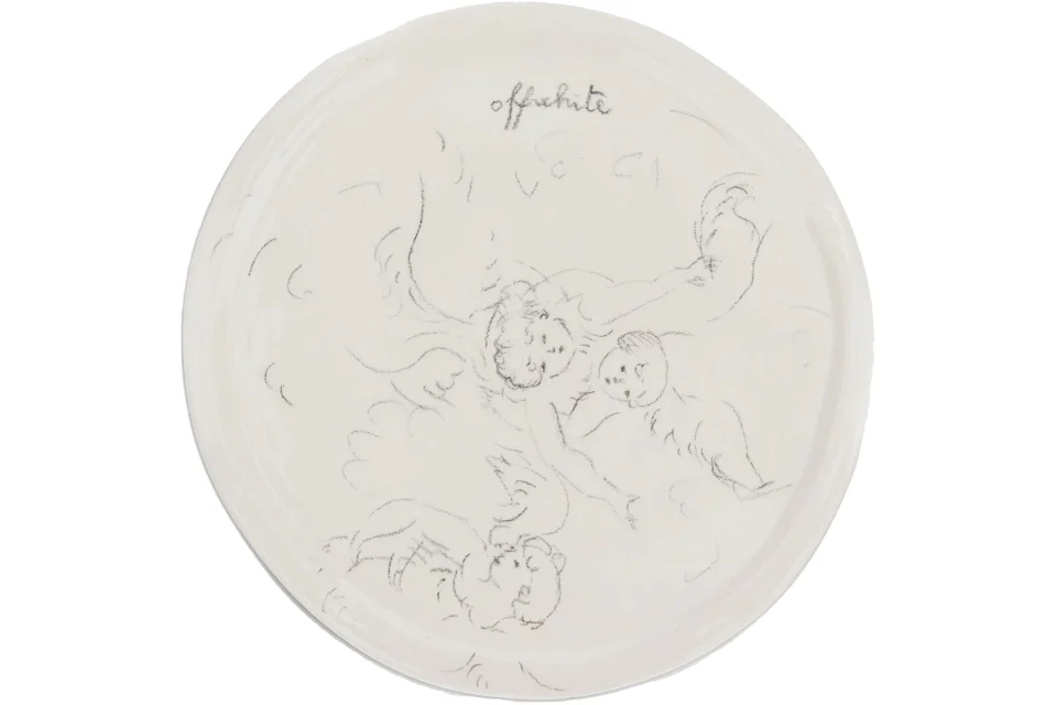 OFF-WHITE Art Print Ceramic Plate Cream