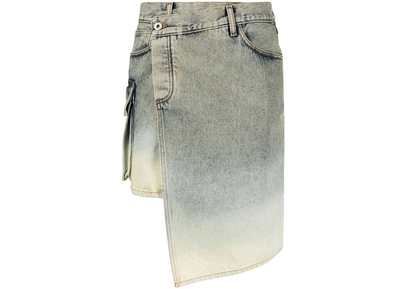 OFF-WHITE Asymmetric Denim Skirt Mint Green - SS23 - US
