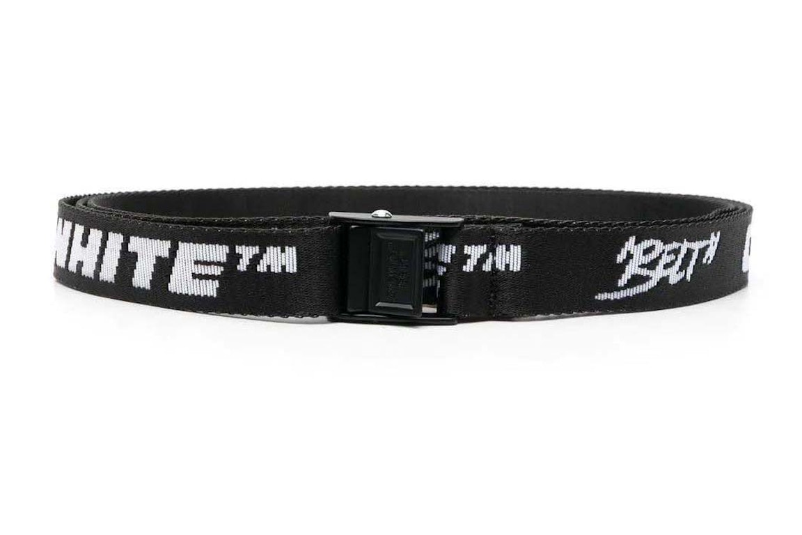 Pre-owned Off-white Mini Quote "belt" Industrial Belt Black/white