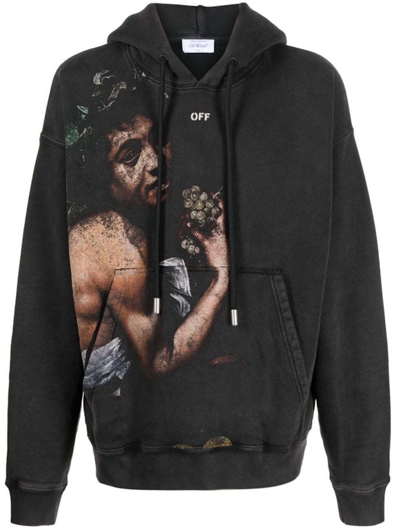 Pre-owned Off-white Bacchus-print Cotton Hoodie Black/multicolor