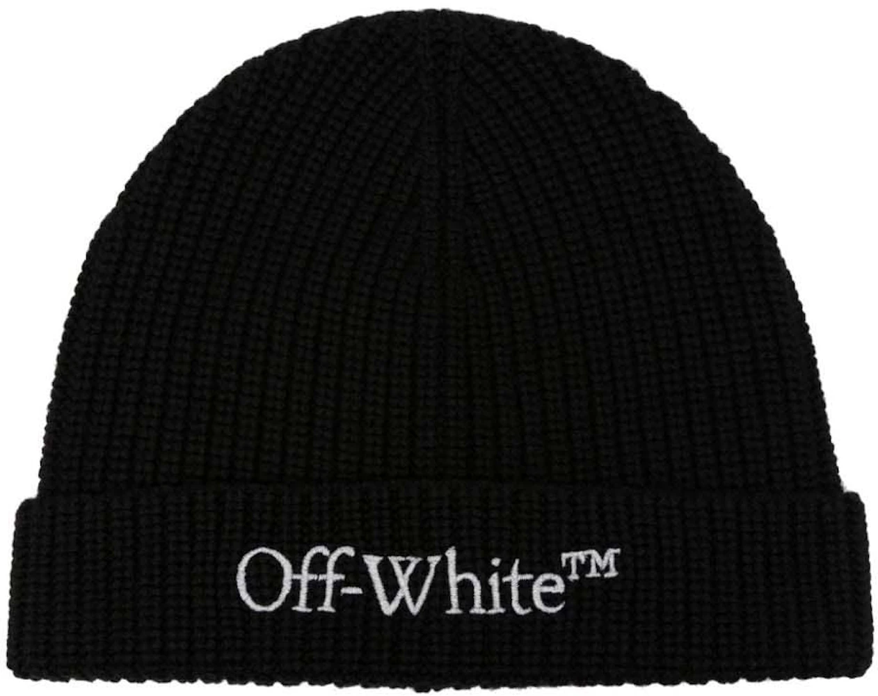 Off-White Bookish Classic Knit Beanie Black/White in Virgin Wool - US