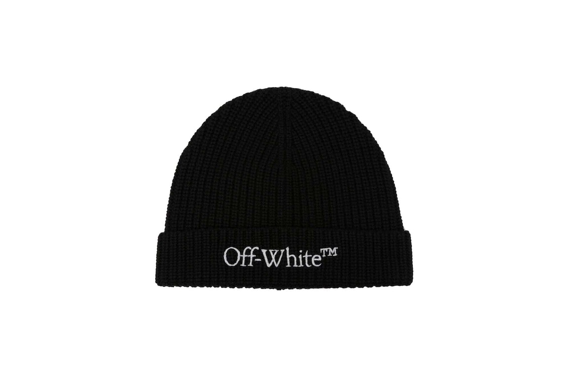 Pre-owned Off-white Bookish Classic Knit Beanie Black/white