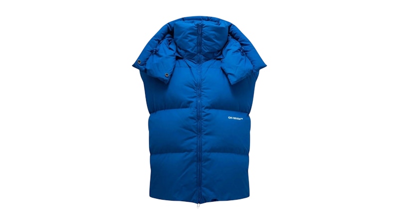 Pre-owned Off-white Men's Offwhite Bouce Hooded Gilet Peacock Jacket In Blue