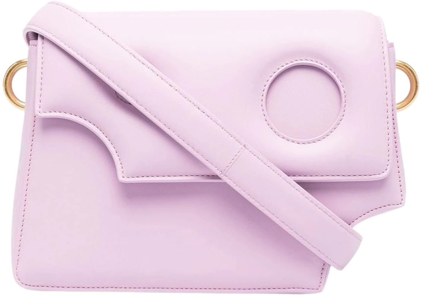 Off-White Burrow 24 Logo Print Shoulder Bag Lilac in Leather with Gold-tone  - US