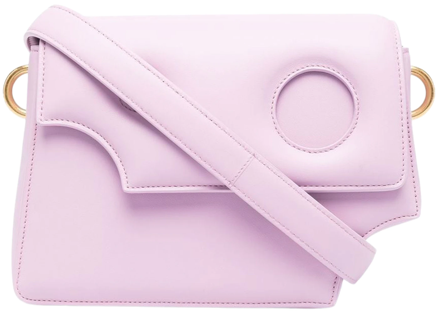 Off-White Burrow 24 Logo Print Shoulder Bag Lilac in Leather with Gold-tone  - US