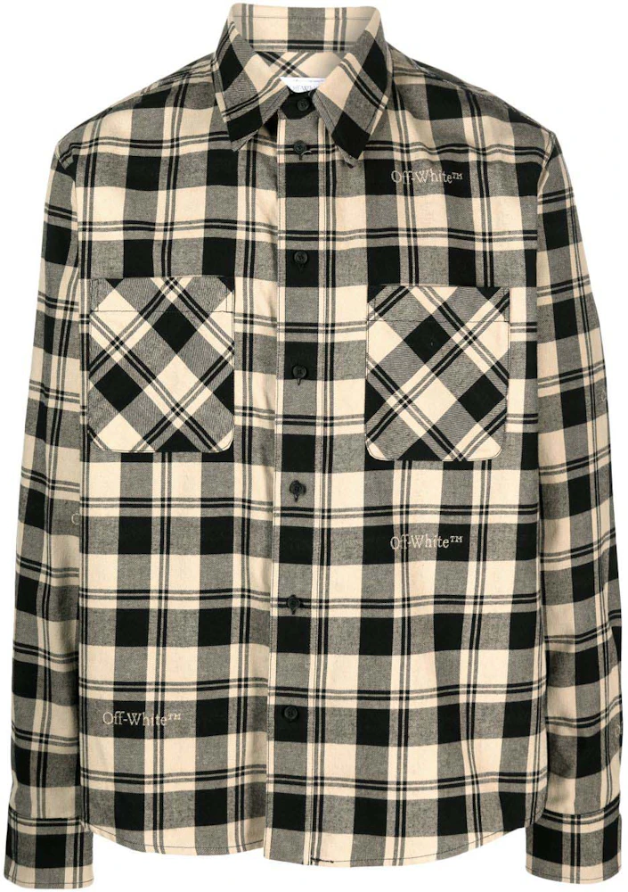 OFF-WHITE Check-Print Flannel Shirt Light Beige/Black - US